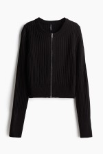 Rib-Knit Cardigan with Zipper