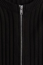 Rib-Knit Cardigan with Zipper