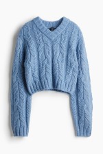 V-Neck Cable-Knit Sweater